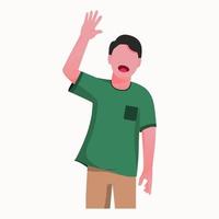 Man shows gesture of greeting flat design vector