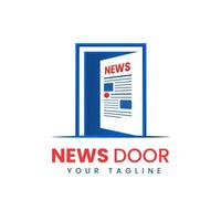 open door icon with newsprint creative logo template vector