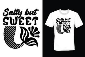 diseño de camiseta de sirena, vintage, tipografía vector