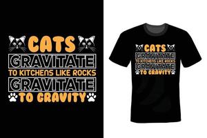 diseño de camiseta de gato, vintage, tipografía vector