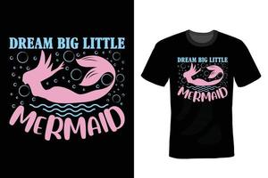 Mermaid T shirt design, vintage, typography vector