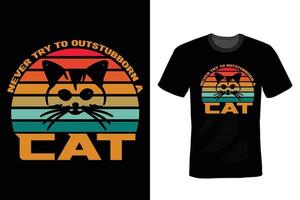 diseño de camiseta de gato, vintage, tipografía vector