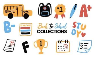 Back to school icon sticker collection. Vector illustration