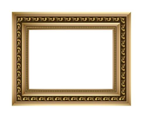 Golden vintage style vector frame isolated on black background.