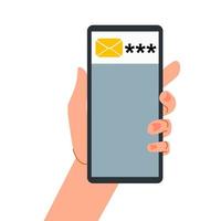 Smartphone in hand with the screen off. vector