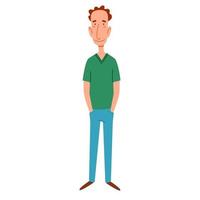 a thin, red-haired man with his hands in his pockets. vector