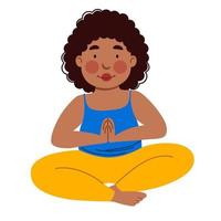 Girl doing yoga. A plump girl on a white background. vector