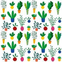 Seamless pattern of multicolored flower pots. Indoor plants. vector