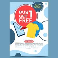 Buy One Get One Free Poster Template vector
