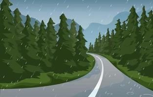 Raining Day on the Road Background vector