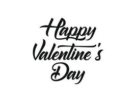 Happy Valentine's Day lettering white text handwriting calligraphy isolated on White background. Greeting Card Vector Illustration