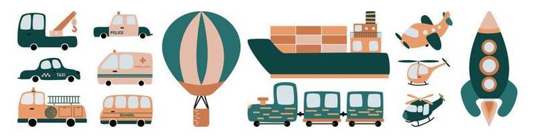 Set of cute cars for baby boys vector