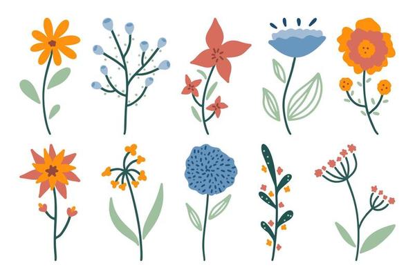 Beautiful spring flower set