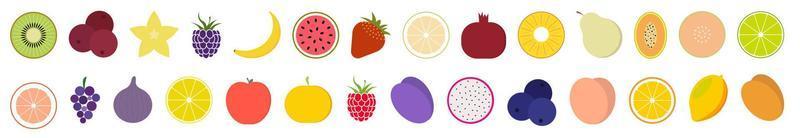 Summer Fruits set with apple, pear, strawberry, lime, watermelon and other vector