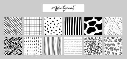 Black and white geometric square backgrounds vector