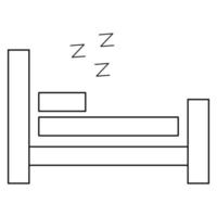 Single bed line icon on white background. Vector illustration.