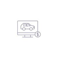 Online car sell outline icon vector