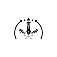 Creative pen tool graduation black icon vector
