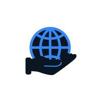 world, hand, Globe on hand icon vector