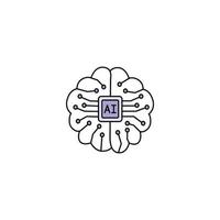 Artificial Intelligence human brain icon vector