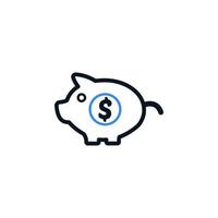 Icono efectivo, moneda, dinero, alcancía, guardar, ahorrar dinero vector