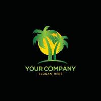 green palm tree, tree logo design vector