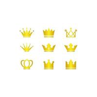 Gold crown icon set vector