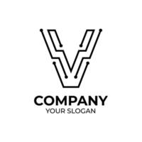 Initial V technology logo design vector