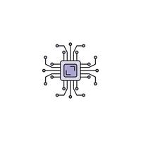 Ai artificial intelligence chip technology cpu Icon vector