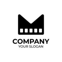 Letter M movie and film strip logo design vector