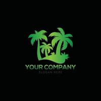 green palm tree, tree logo design vector