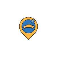 icono de pin de ubicación de estacionamiento de automóviles vector