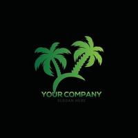 green palm tree, tree logo design vector