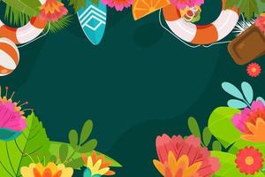 Summer elements with flower background vector