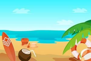 Flat summer elements beach background vector