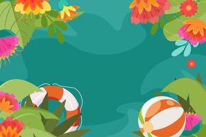 Summer elements with leaves background vector