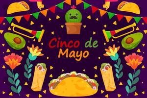 Flat Cinco De Mayo festival celebration background vector