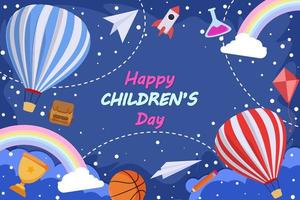 Happy Children Day background blue vector
