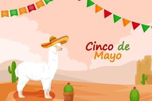 Flat Cinco De Mayo festival celebration background vector