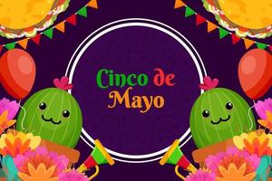 Flat Cinco De Mayo festival background celebration with particle element vector