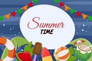 Summer food and fruits elements background vector