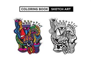 Vector design coloring book sketch art