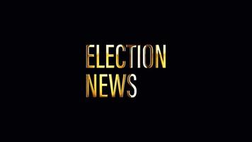notícia de eleição palavra texto dourado luz movimento video