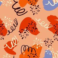 Vector seamless pattern with cute simple multi-colored forms, spirals and dots. Trendy graphic design for ceramic tile wallpapers, textile, wrapping gifts