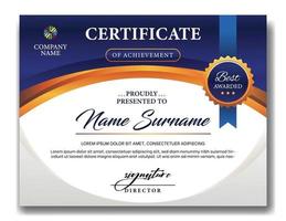 elegant certificate design template with blue and gold colors concept vector