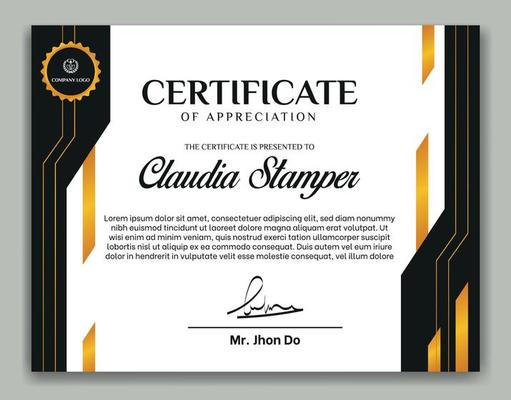 gold and black certificate design template free vector