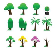 conjunto de imágenes vectoriales de árbol minimalista vector