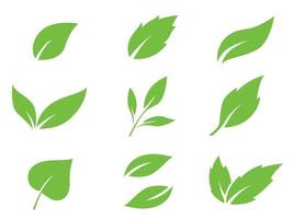 set of isolated green leaves icons on white background vector