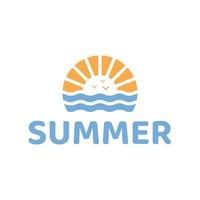 diseño de logotipo de verano al atardecer en el océano vector