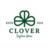 vintage lucky clover plant logo design vector